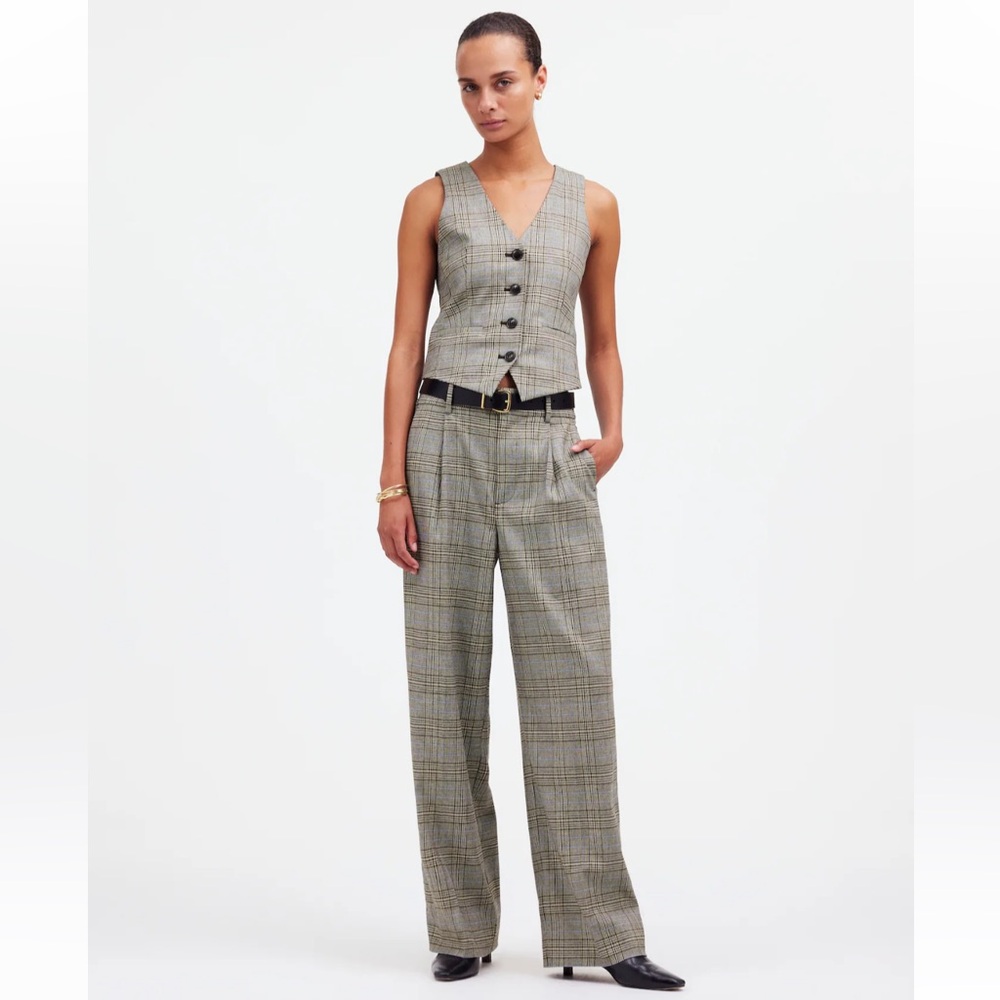 NWT Slouchy Straight Pants in Yarn-Dyed Plaid